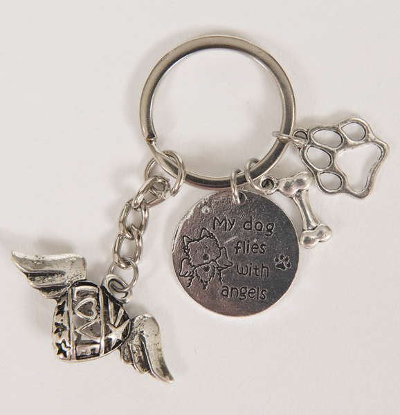 Dog Remembrance Silver Key Ring with Charms