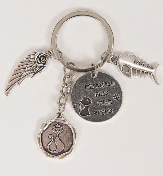 Cat/Kitten Rememberance Key Ring with Charms